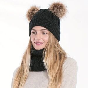 Winter Beanie Hat Scarf Set, Muffler Winter Cap Thick Fleece Lined Skull Cap Hat